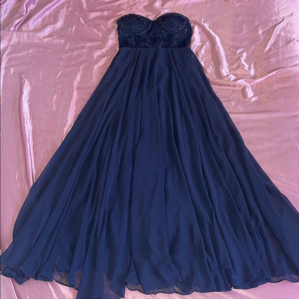 Windsor Navy Blue Strapless Gown